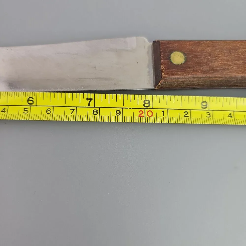 Vintage 8 inch Blade Utica Stainless Super Edge Knife Wood Handle 13 in Carving